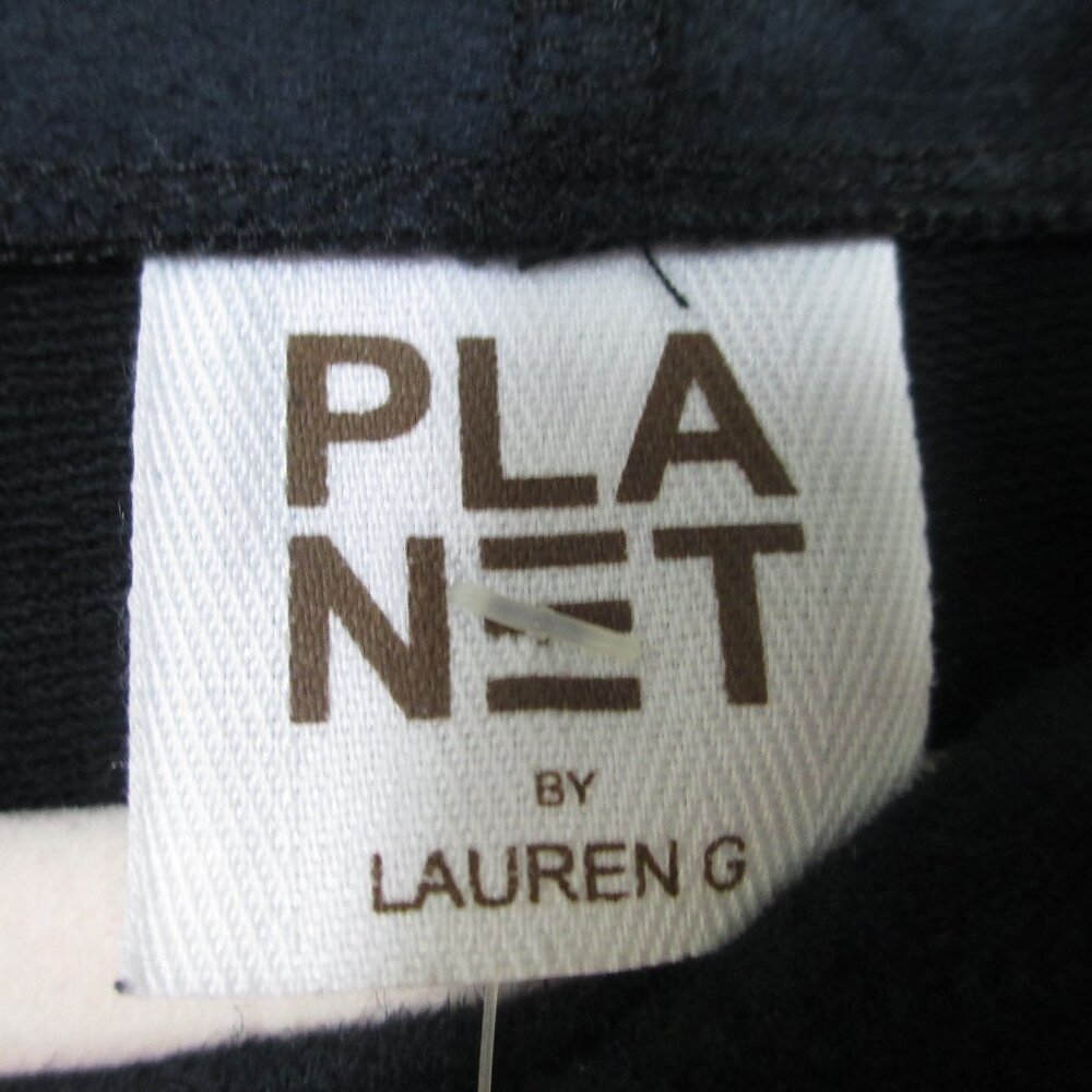 NWT Planet by Lauren G Top Women Black Size 1 Cotton Vegan Leather Trim USA - Picture 4 of 9